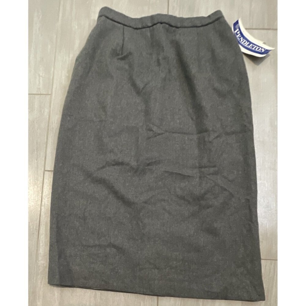 Vintage Pendleton Skirt Womens 8 Virgin Wool Gray Lined Pockets Midi 80s USA NWT